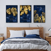 Toile - Blue Gold Leaf