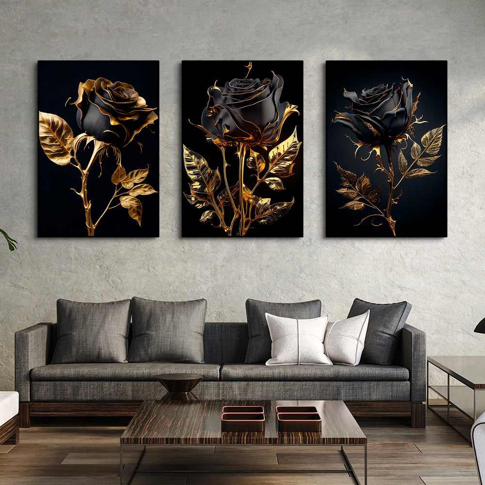 Toile - Black & Gold Roses
