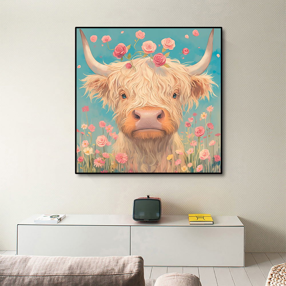 Toile - Cow Flowers
