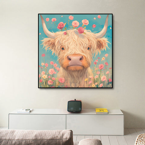 Toile - Cow Flowers