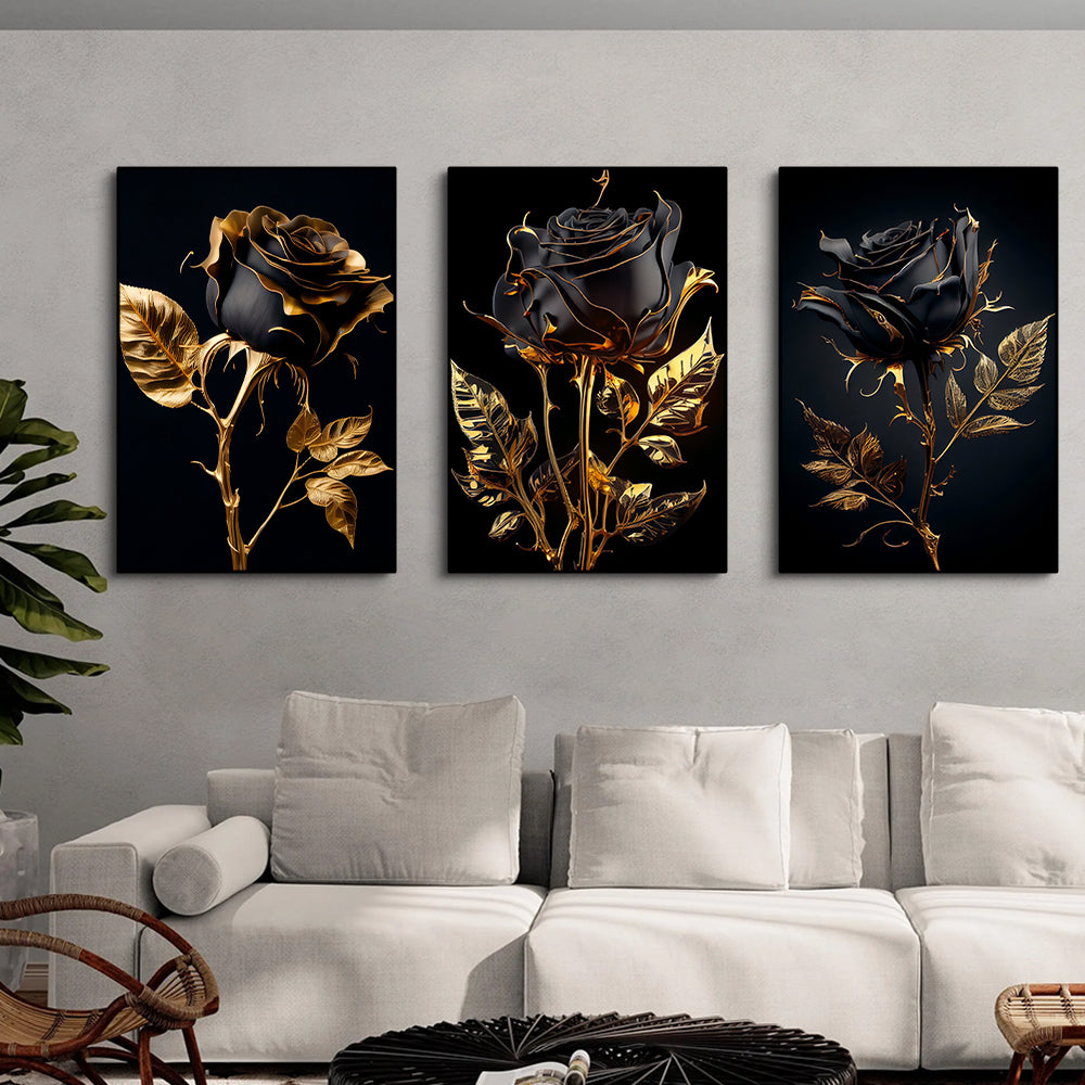 Toile - Black & Gold Roses