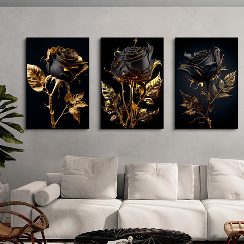 Toile - Black & Gold Roses