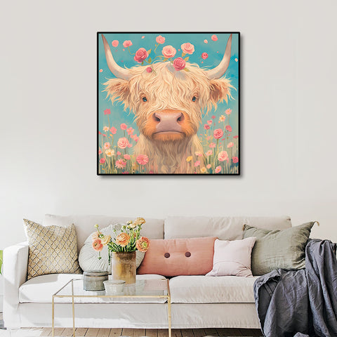 Toile - Cow Flowers