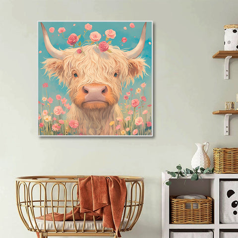 Toile - Cow Flowers