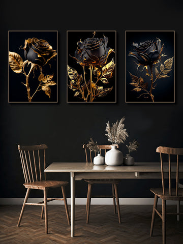 Toile - Black & Gold Roses