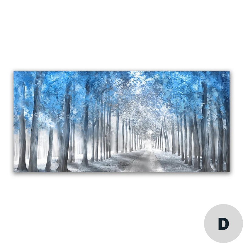 Toile - Cascade lumineuse bleue dans la forêt d' or - 100x75cm