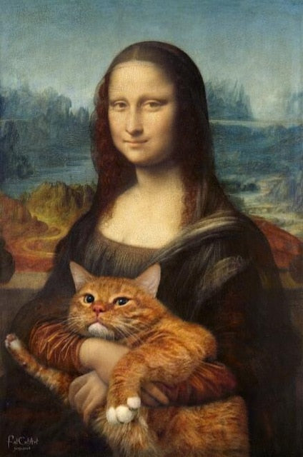 Toile - Mona Lisa with Cat