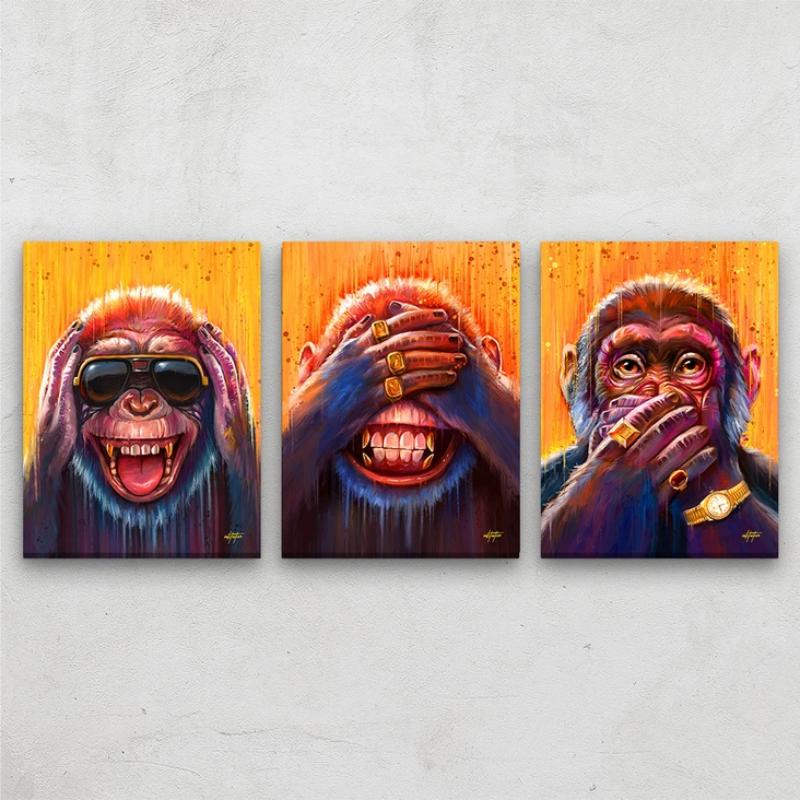 Toile - Funky 3 Monkeys