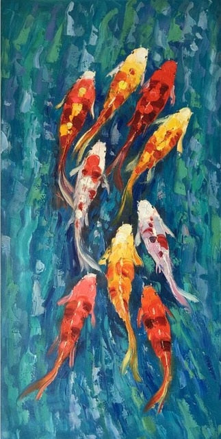 Toile - Nine Koi Fish